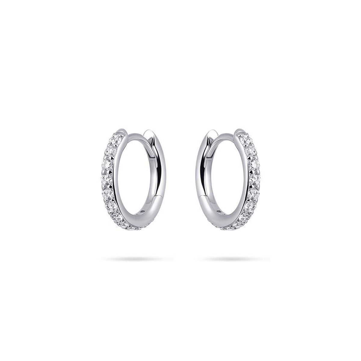 Gisser Silver Sparkling Medium Hoop Earrings