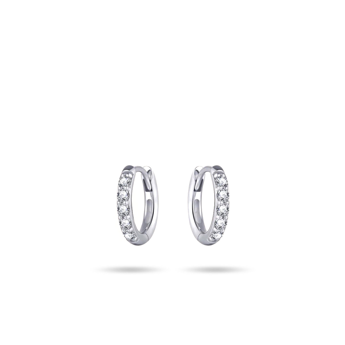 Gisser Silver Sparkling Claw Set 12mm Hoop Earrings