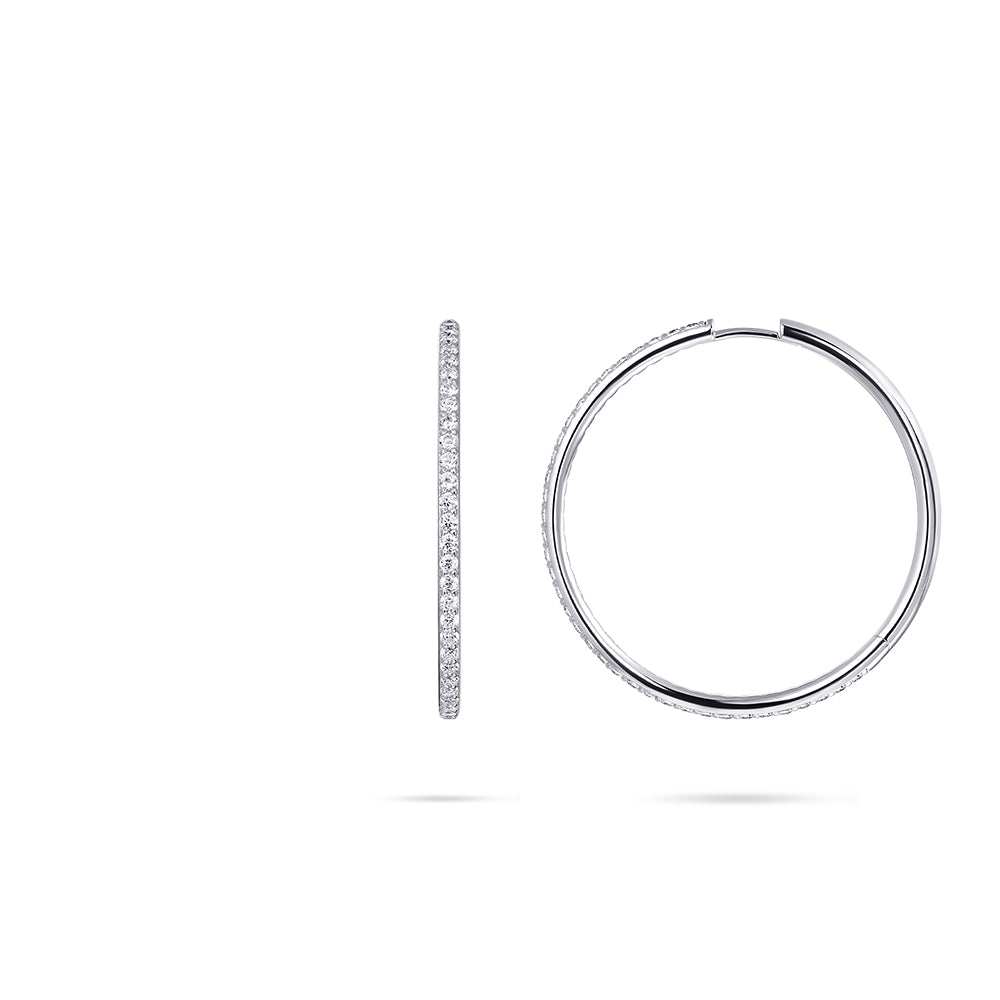 Gisser Silver Sparkling Oversized 40mm Hoop Earrings