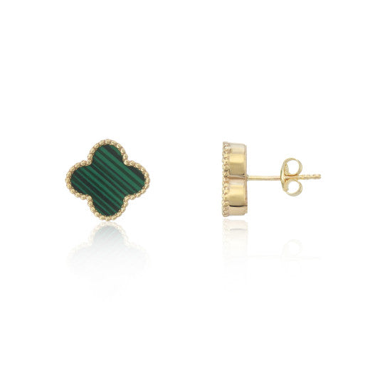 9ct Yellow Gold Malachite Stud