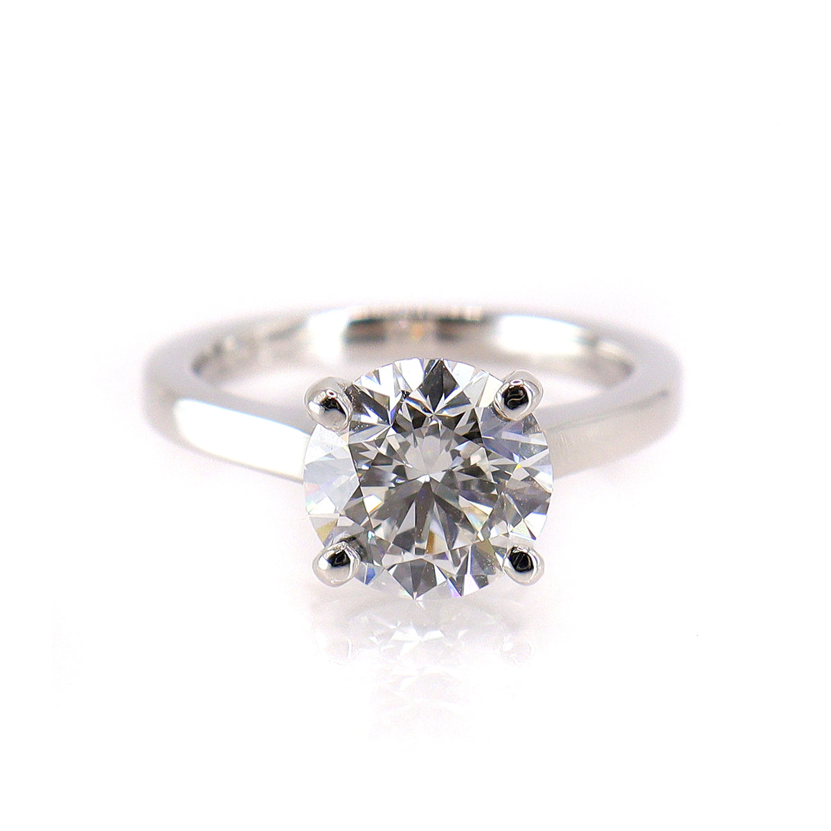 Platinum Lab Grown Certificated Round Brilliant Cut 2.31ct Diamond Solitaire Ring