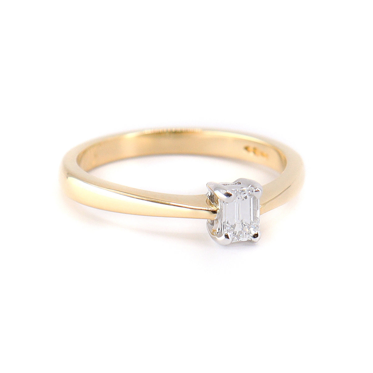 18ct Yellow Gold 0.30ct Emerald Cut Diamond Solitaire Ring