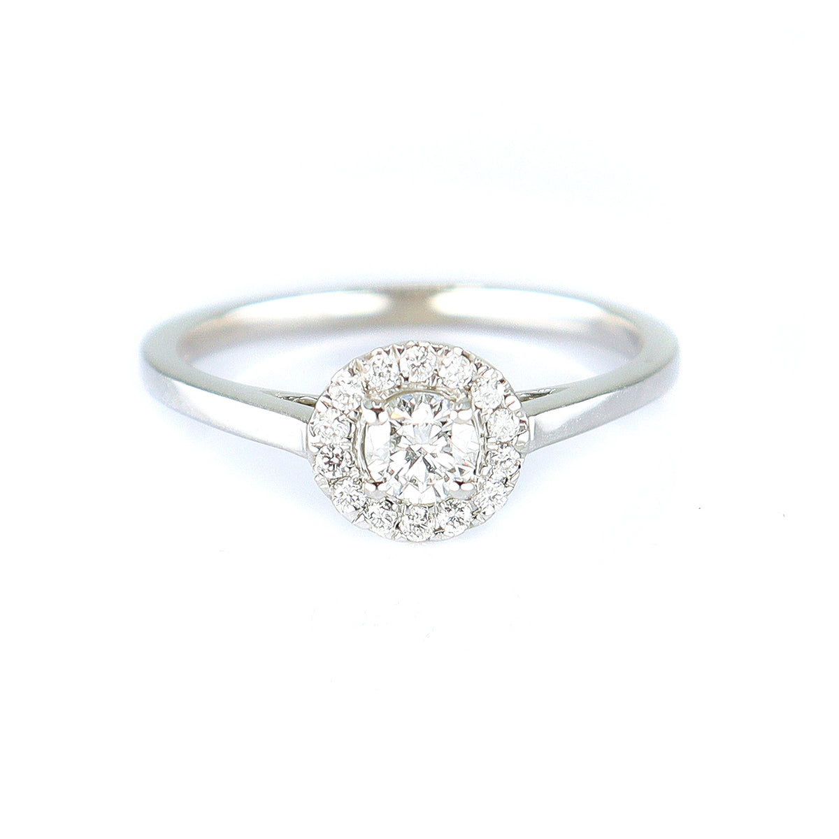 18ct White Gold 0.25ct + 0.10ct Diamond Halo Cluster Ring