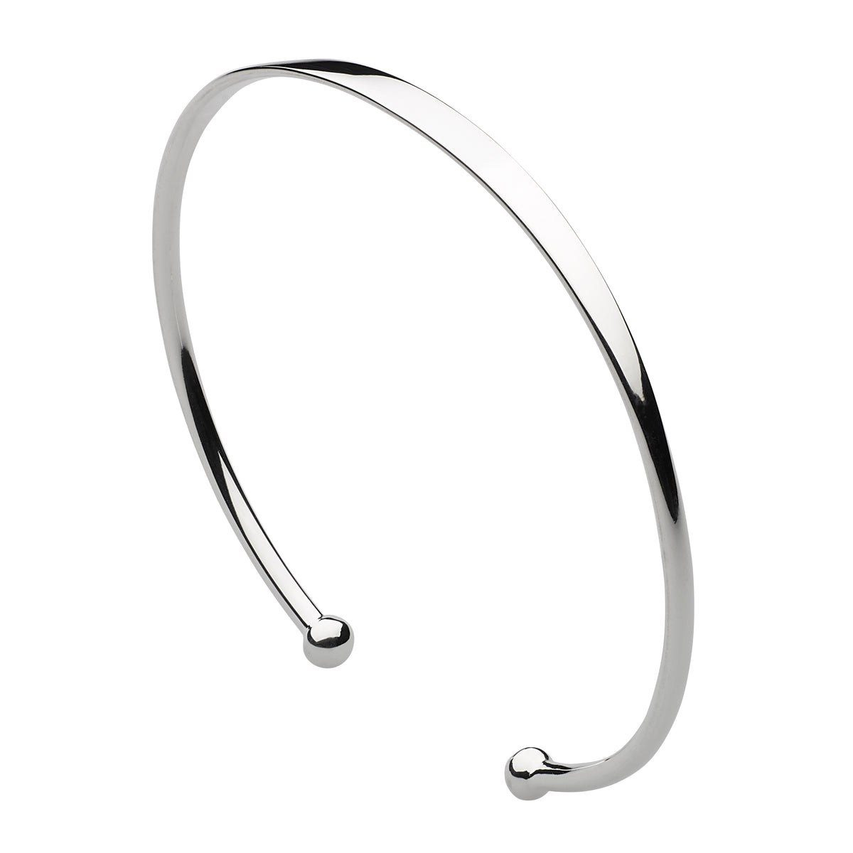 Dew Silver Plain Open Torque Ball Bangle