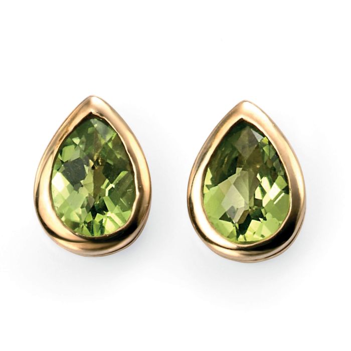 9ct Yellow Gold Peridot Teardrop Stud Earrings