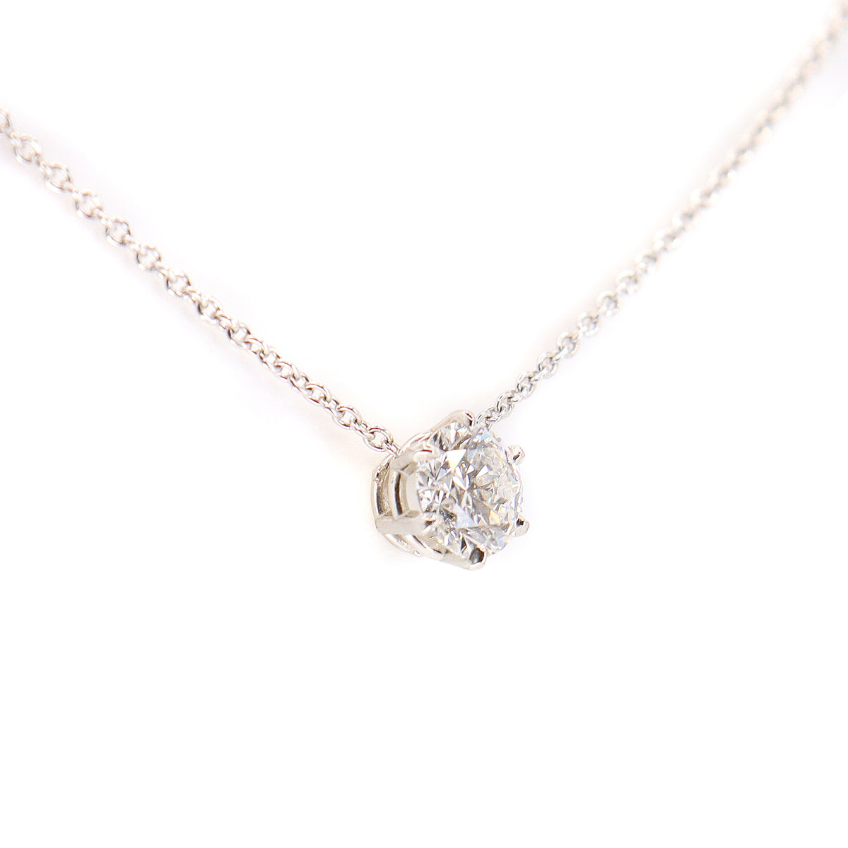 Platinum Lab Grown Round Brilliant Cut 0.56ct Diamond Solitaire Pendant & Chain