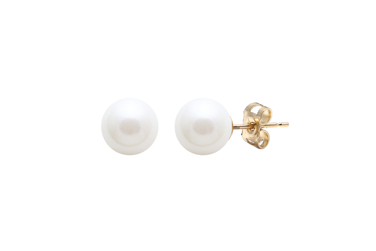 9ct Gold Freshwater Pearl 6.5mm Stud Earrings