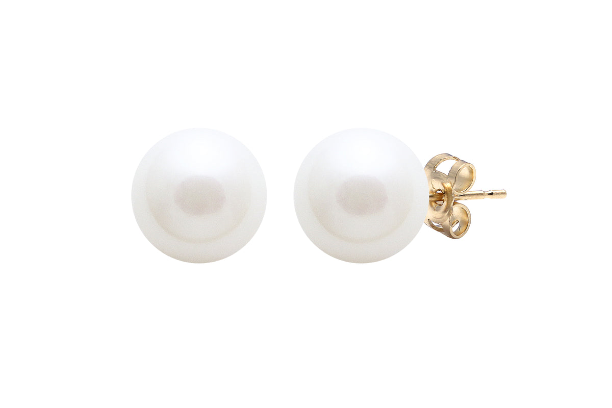 9ct Gold Freshwater Pearl 10mm Stud Earrings