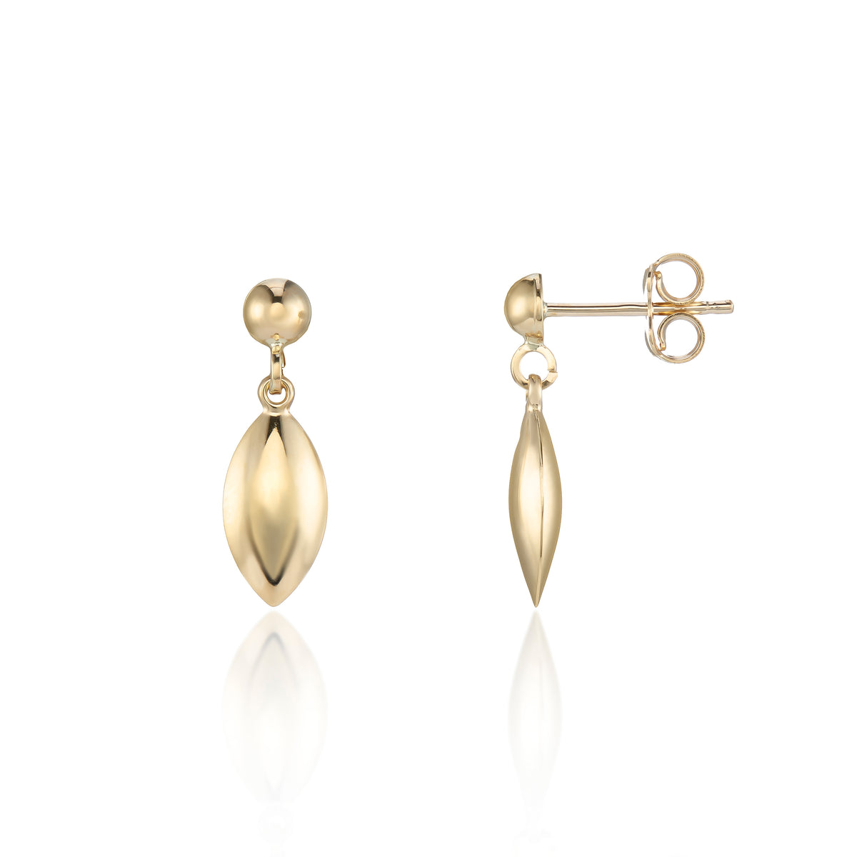 9ct Yellow Gold Petite Bombe Drop Earrings