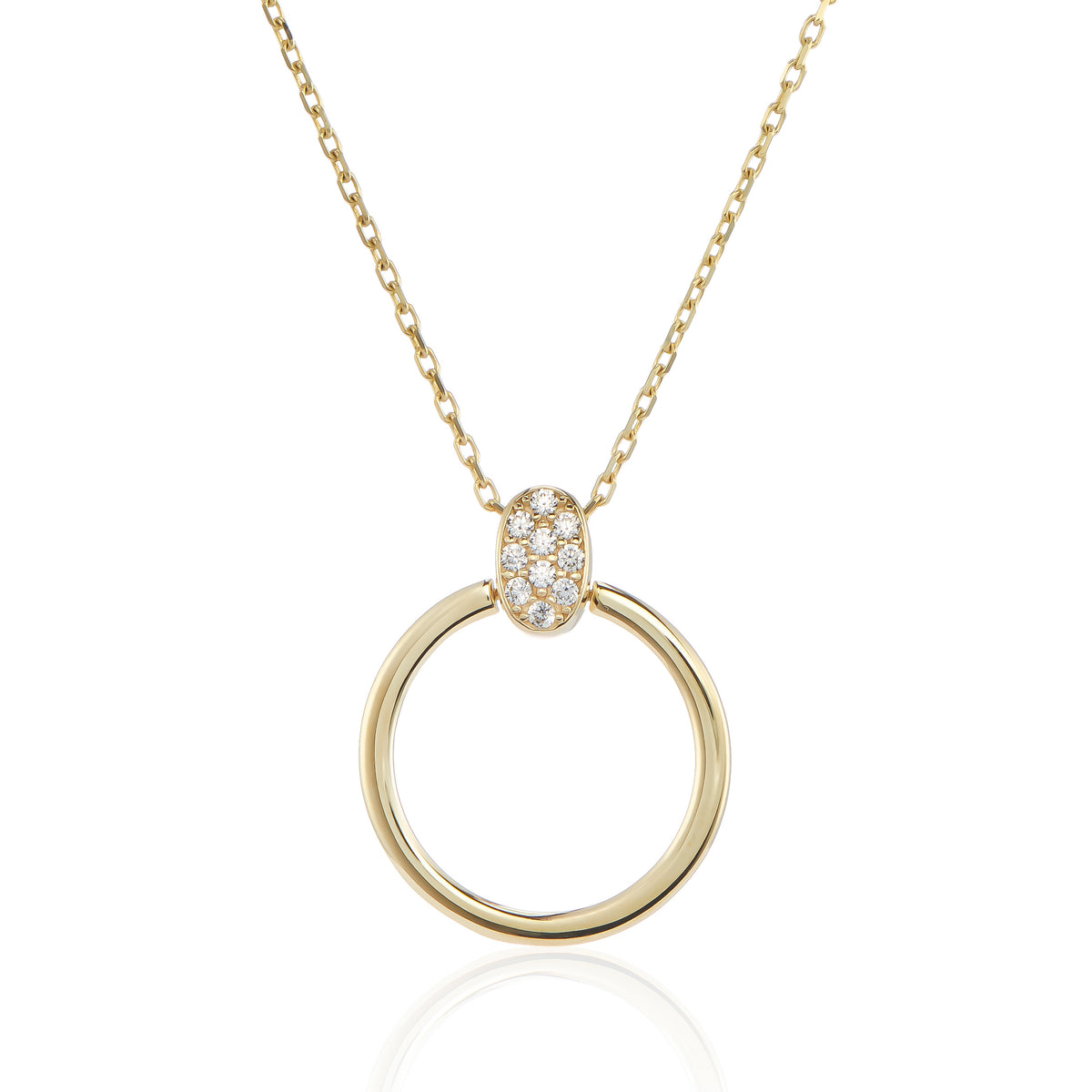 9ct Yellow Gold Cubic Zirconia Circle Necklace