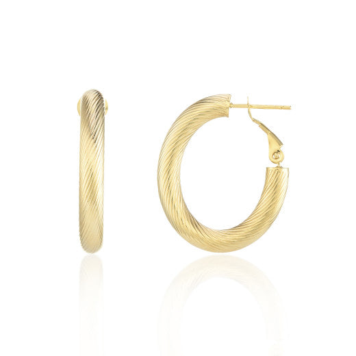 9ct Yellow Gold Texured Hoop Earrings