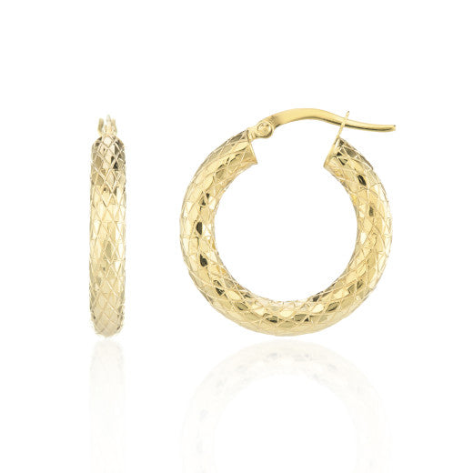 9ct Yellow Gold Texture Hoop Earrings