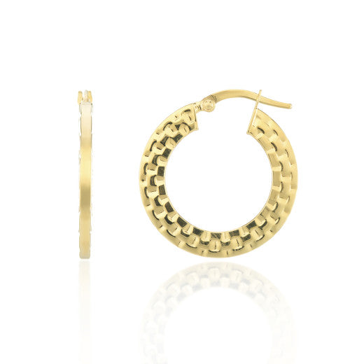 9ct Yellow Gold Panther Link Style Creole Hoops