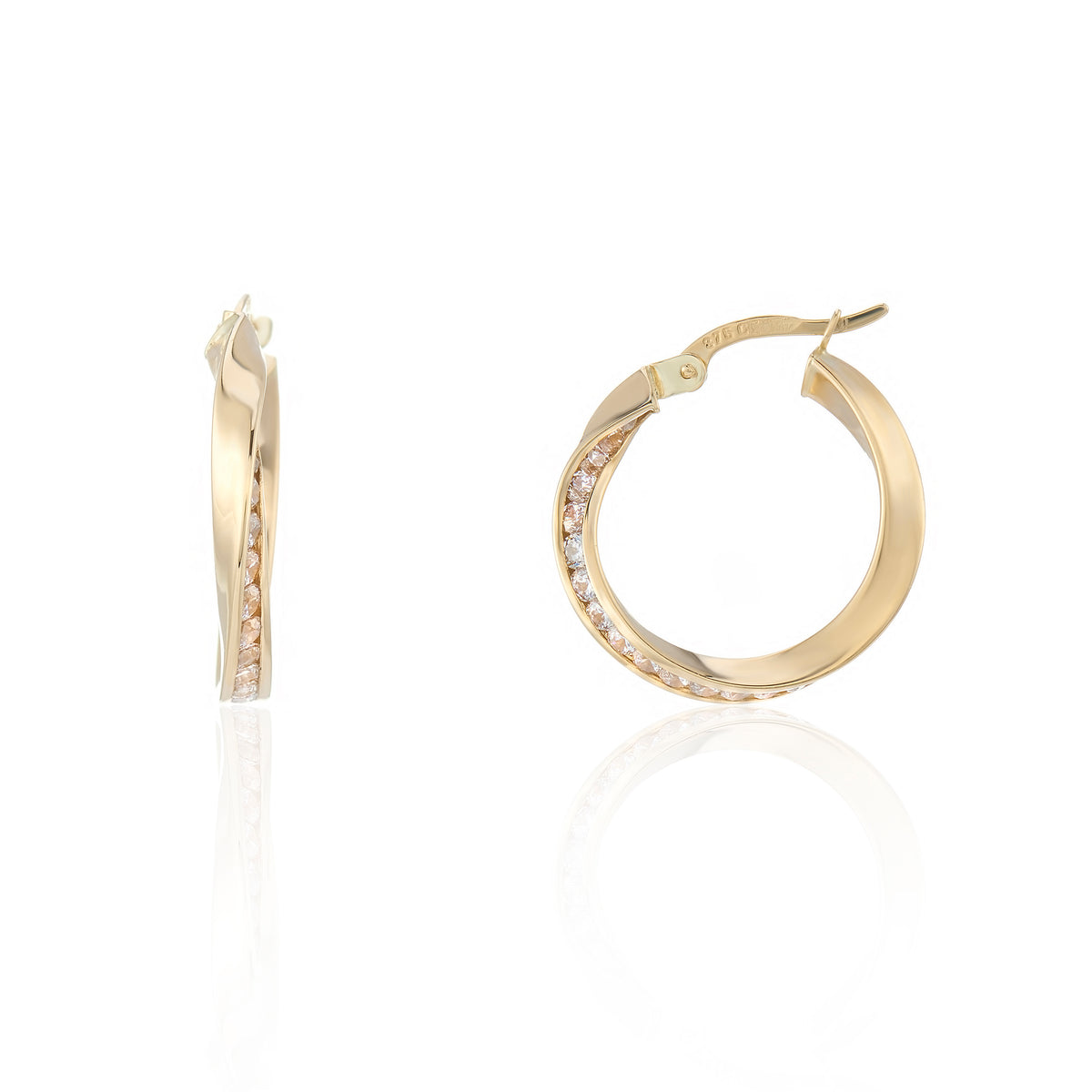 9ct Yellow Gold Cubic Zirconia Hoops