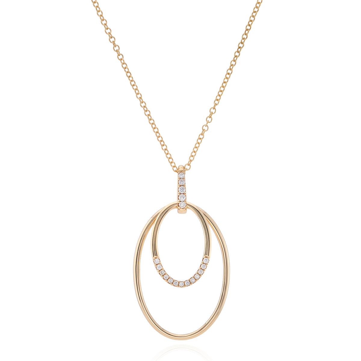 9ct Yellow Gold Diamond Oval Drop Necklace