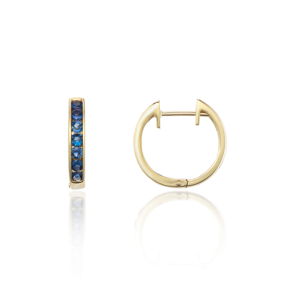 9ct Yellow Gold Sapphire Hoop Earrings