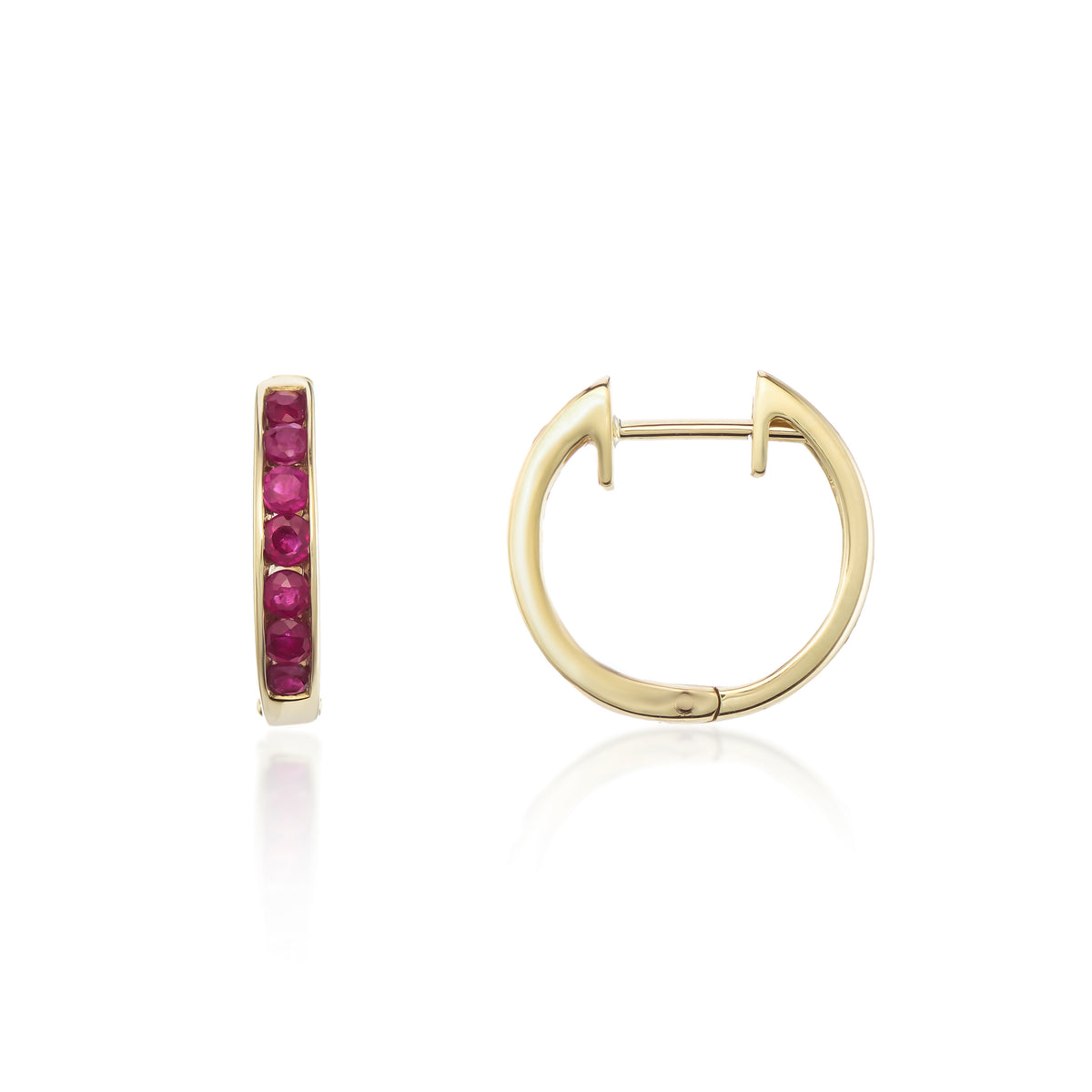 9ct Yellow Gold Ruby Hoop Earrings