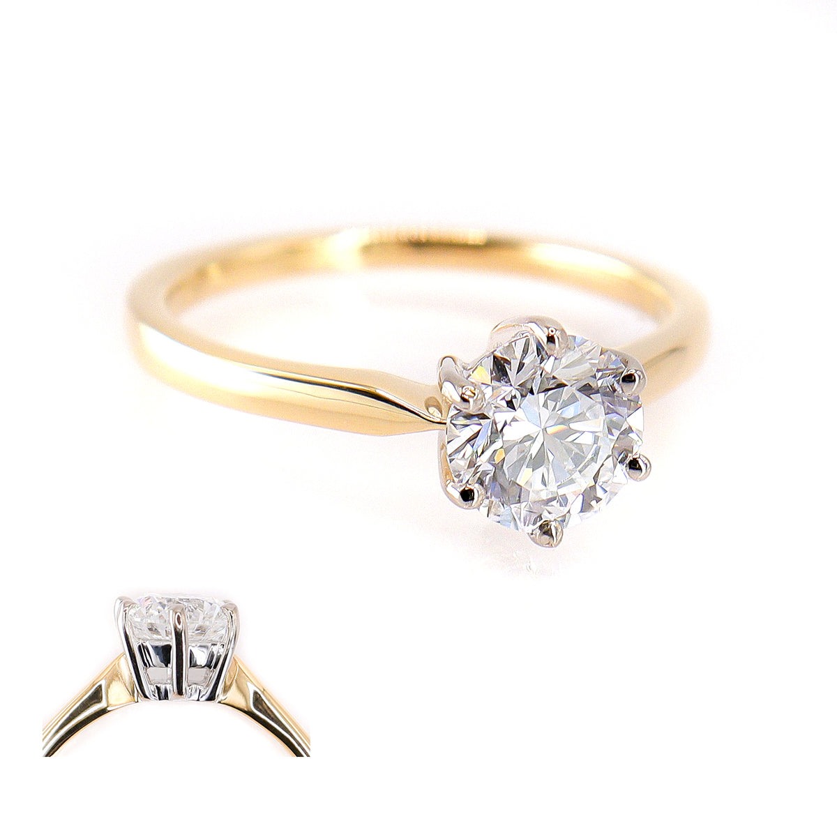 18ct Gold Lab Grown Certificated Round Brilliant Cut 1.22ct Diamond Solitaire Ring