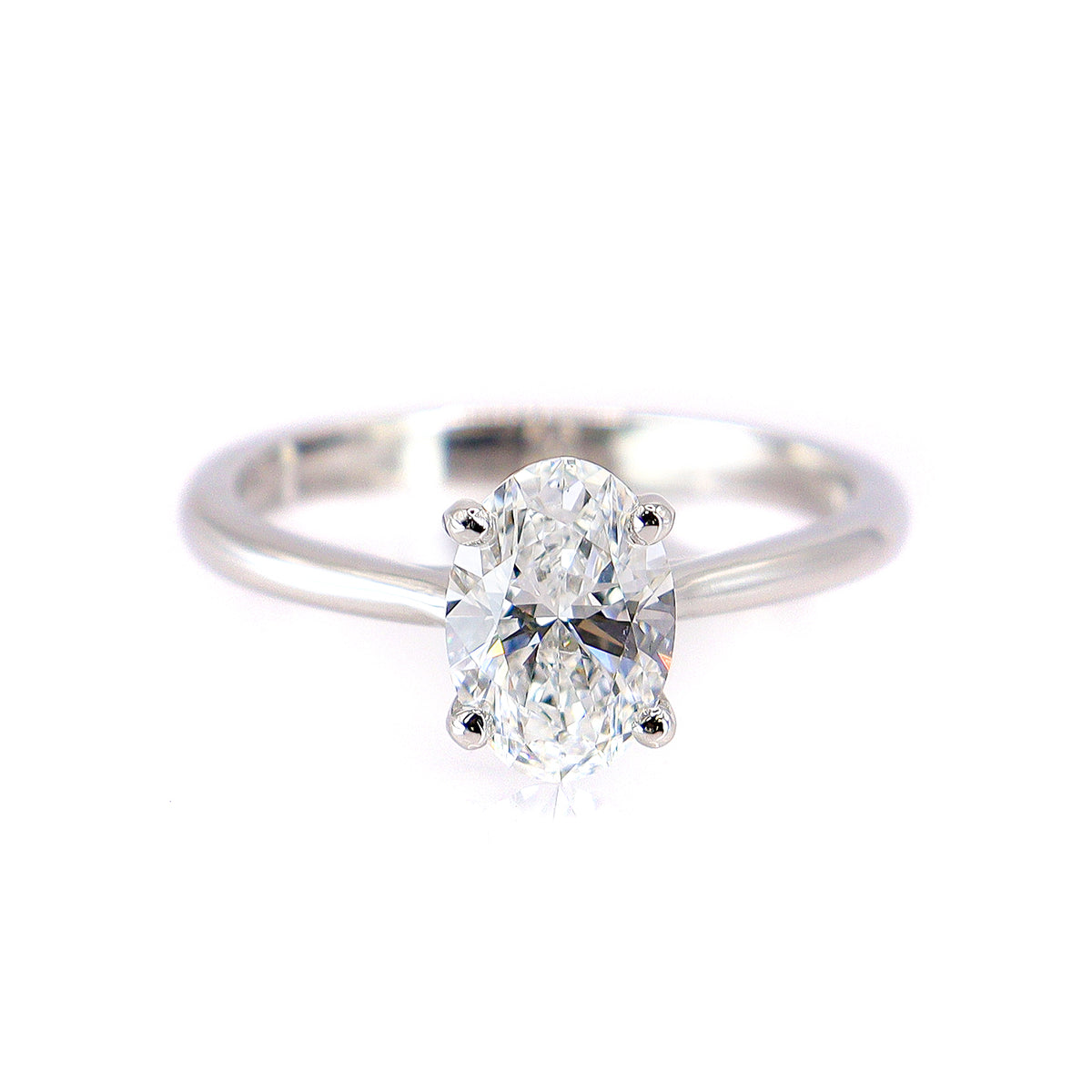 Platinum Lab Grown Certificated Oval Cut 1.20ct Diamond Solitaire Ring