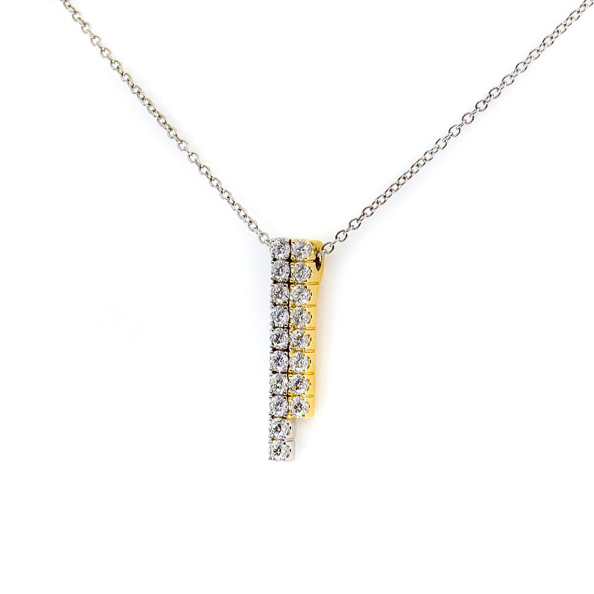 18ct Gold 'Skyline' Diamond Bar Pendant & Chain