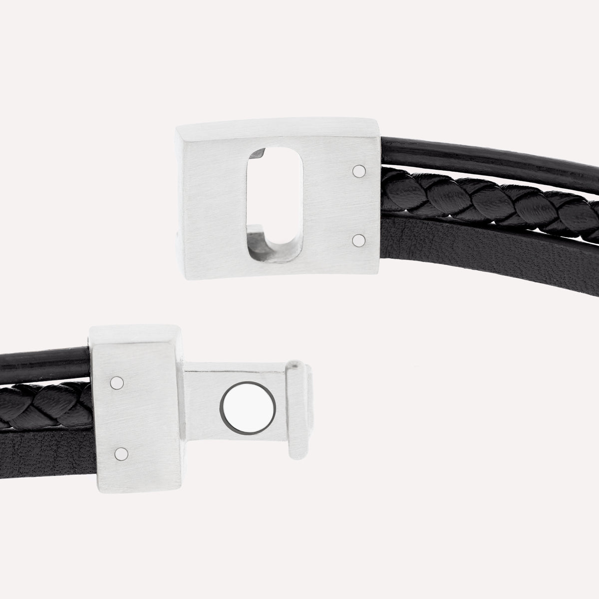 Steel & Barnett Black Leather Bracelet