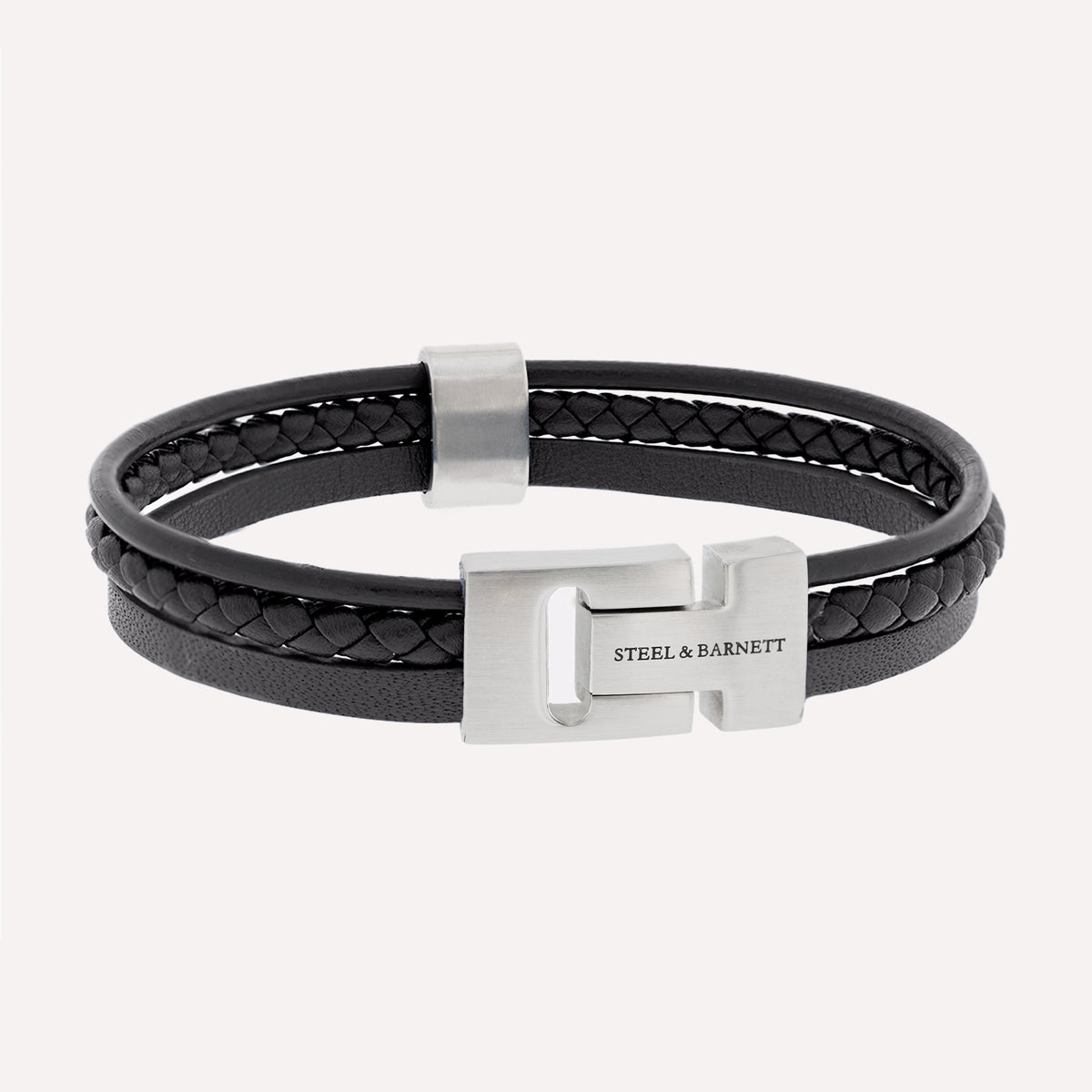 Steel & Barnett Black Leather Bracelet