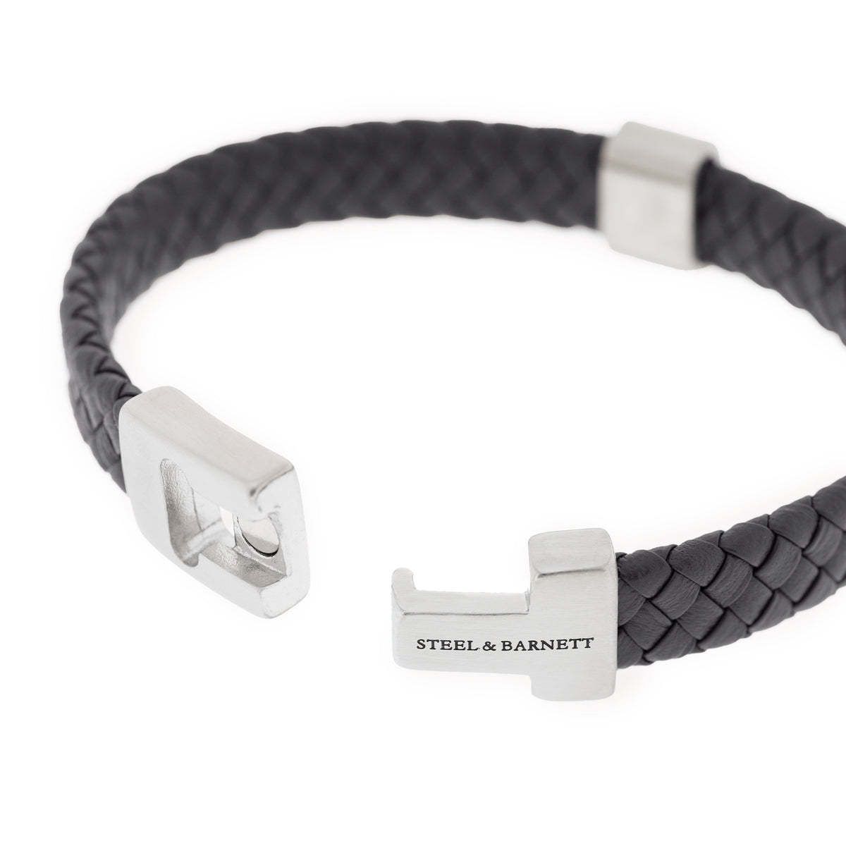 Steel & Barnett Black Leather Bracelet Black