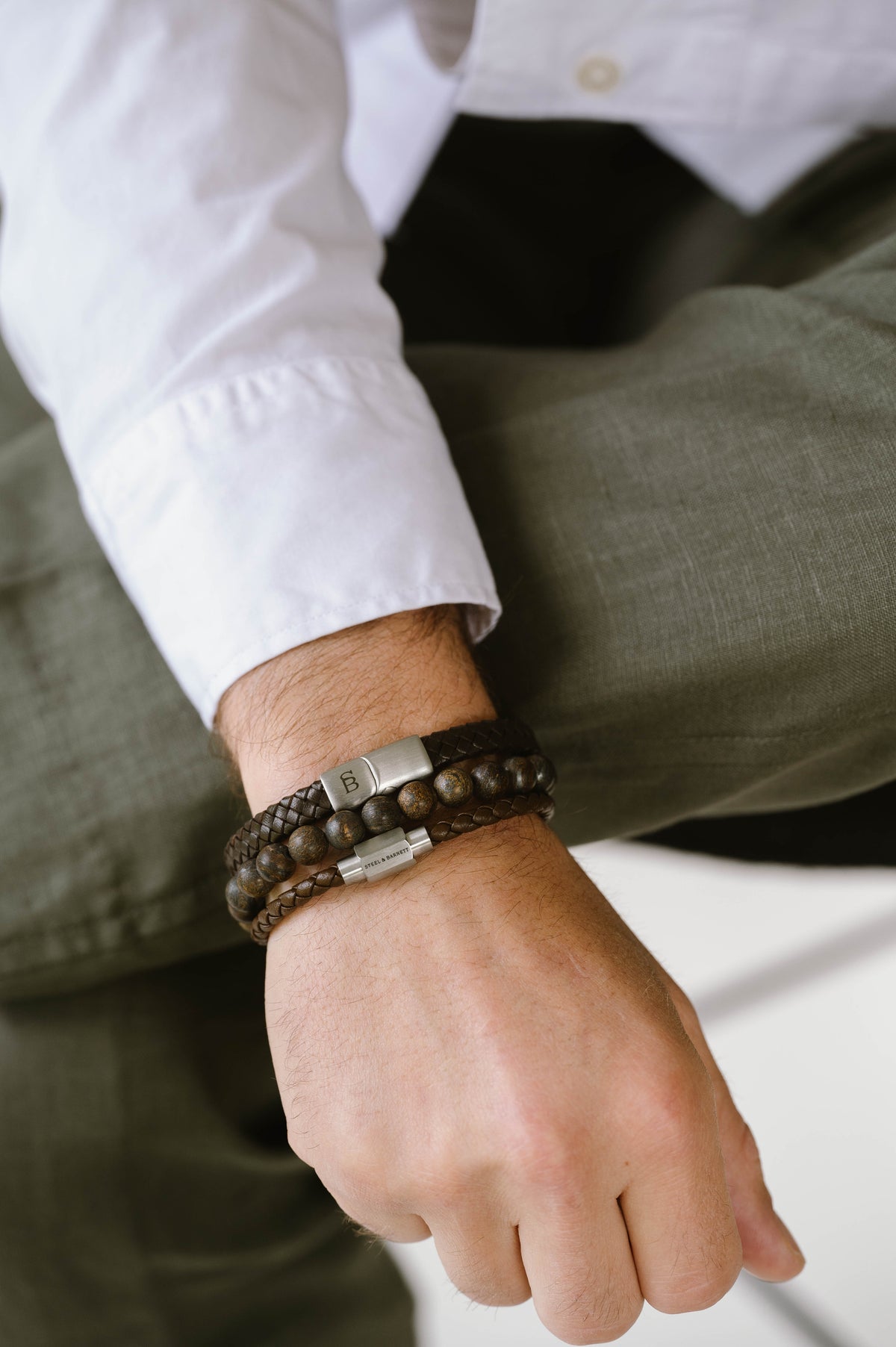 Steel & Barnett Brown Leather Bracelet