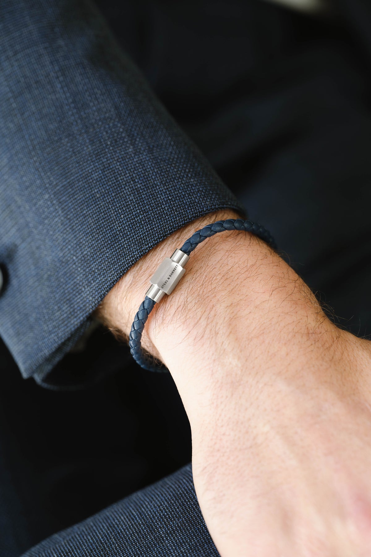 Steel & Barnett Nappa Blue Leather Bracelet