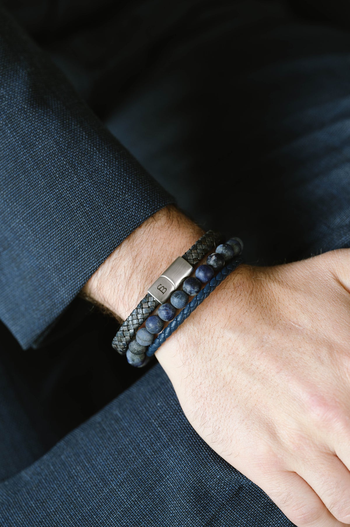 Steel & Barnett Nappa Blue Leather Bracelet