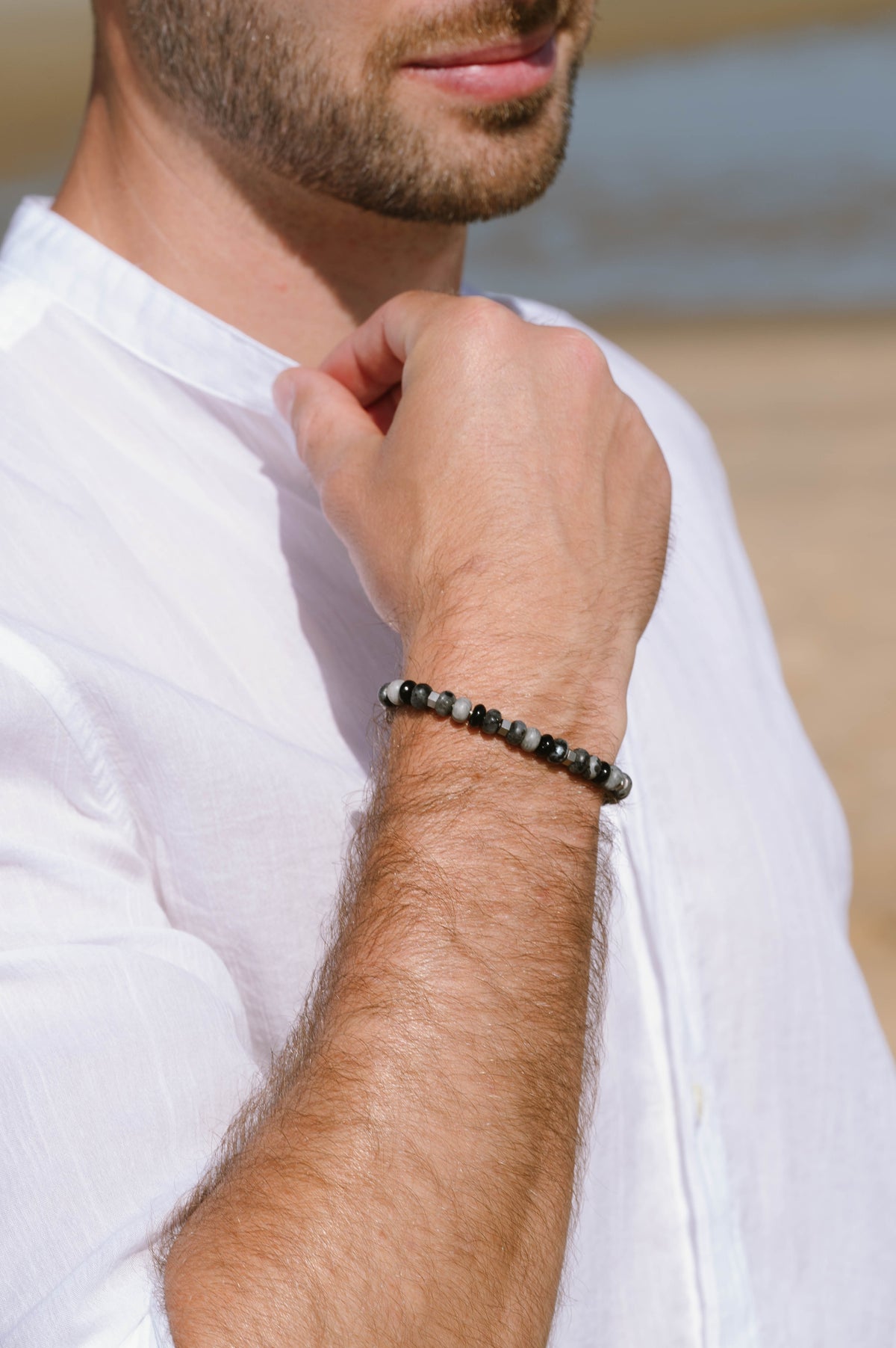 Steel & Barnett Graphite Bead Bracelet