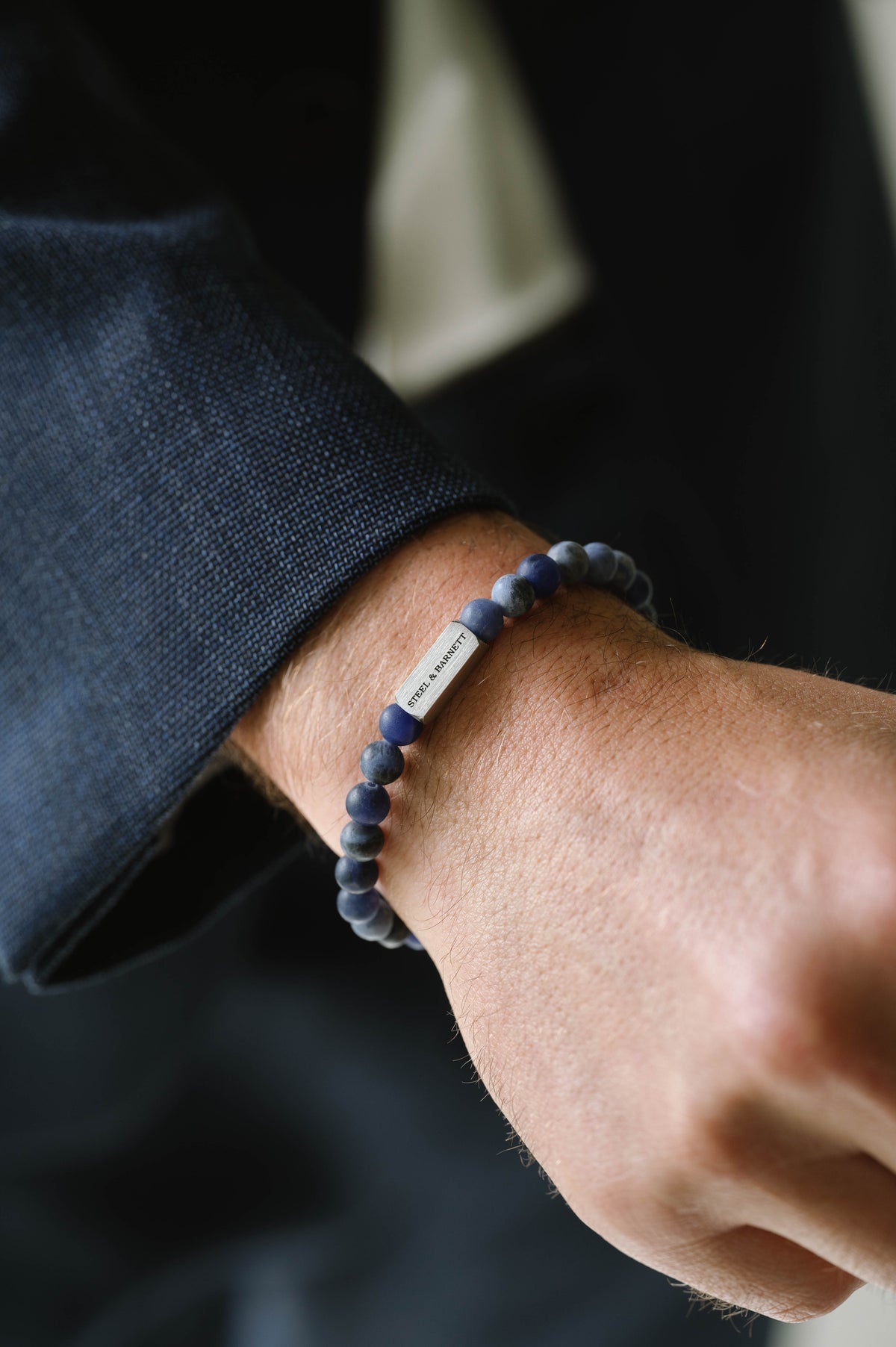 Steel & Barnett Sodalite 6mm Round Bracelet