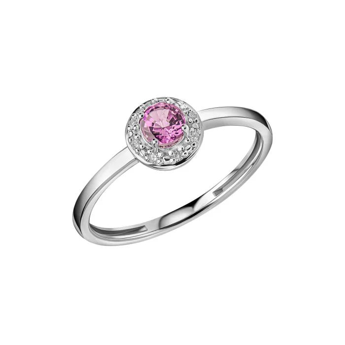 9ct White Gold Pink Sapphire & Diamond Ring