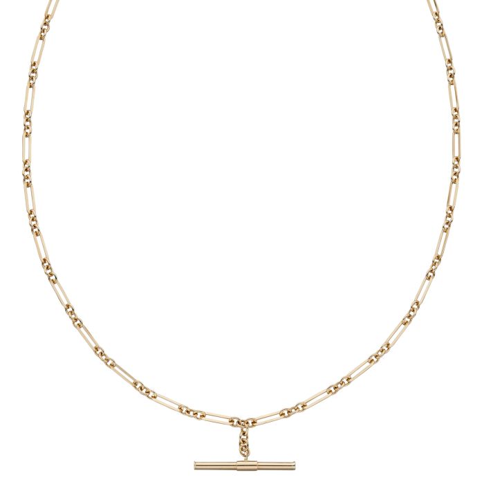 9ct Yellow Gold Figaro T-Bar Necklace