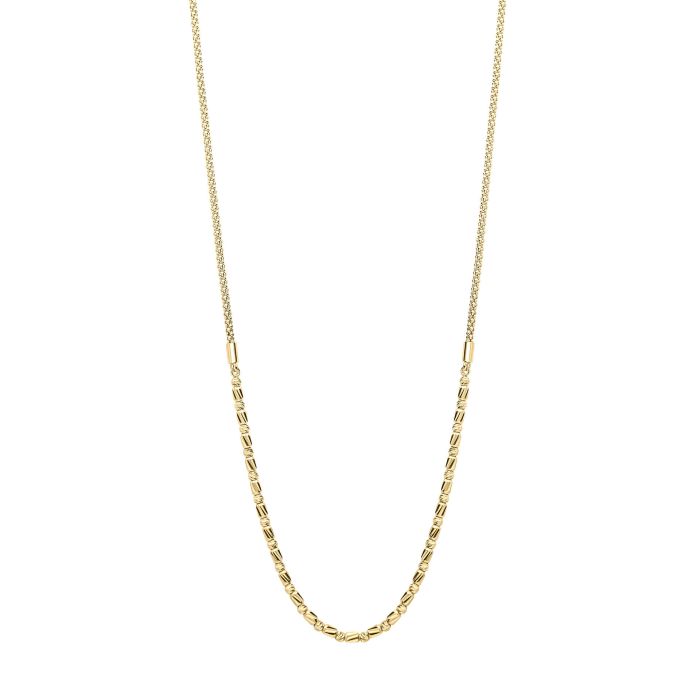 9ct Yellow Gold Diamond Cut Bead Bar Necklace