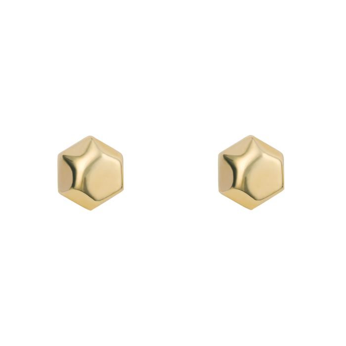 9ct Yellow Gold Hexagon Stud Earrings