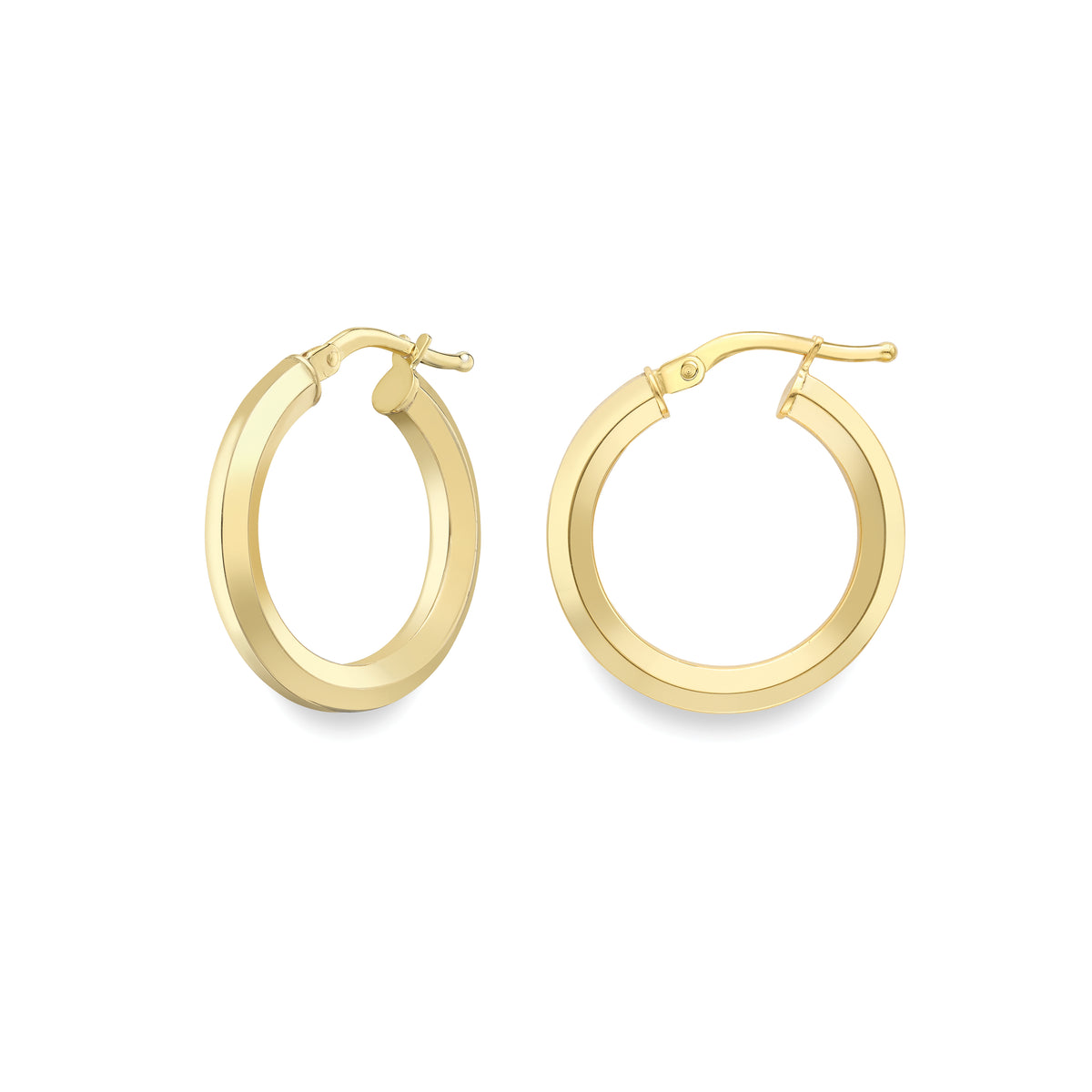 9ct Yellow Gold Bevelled Hoops