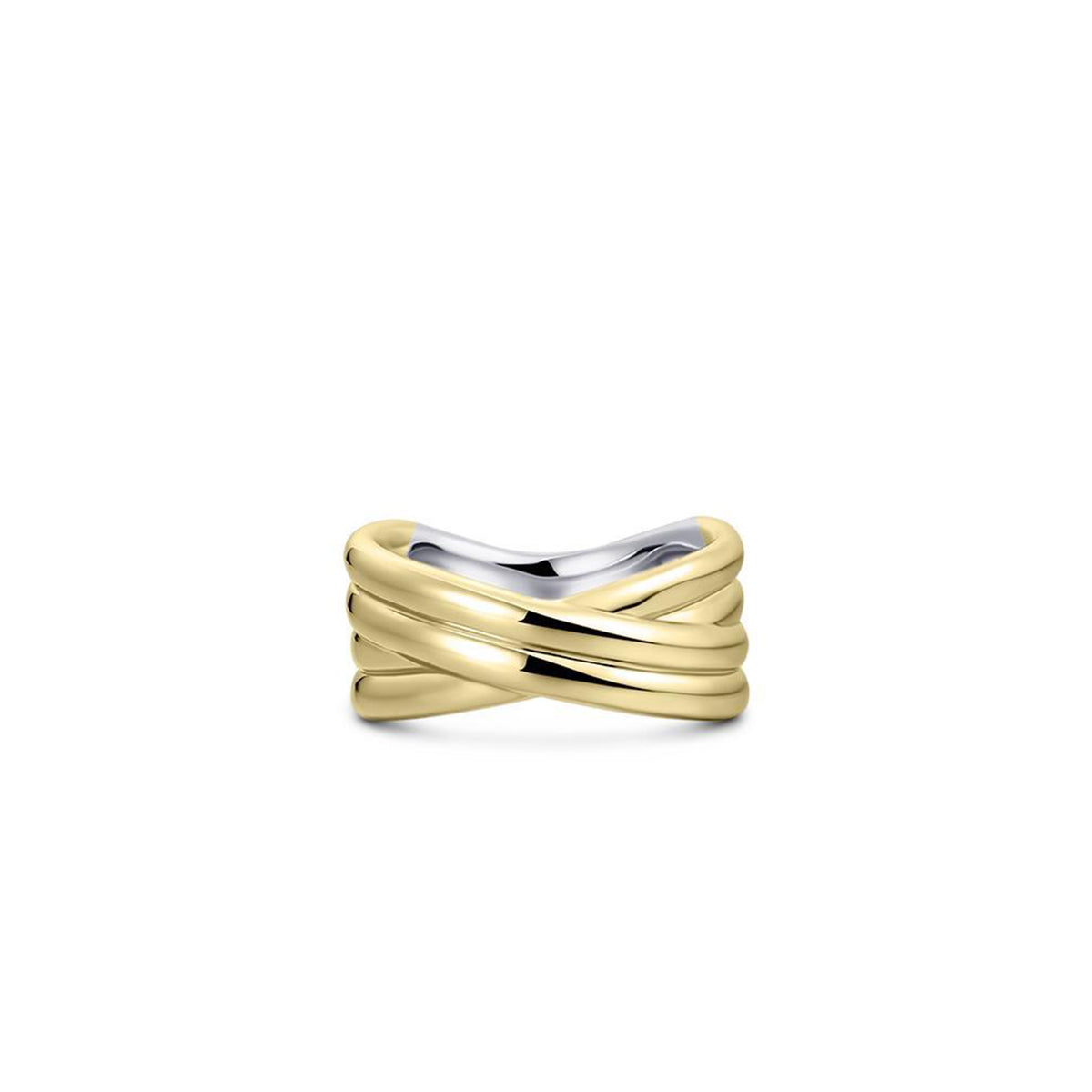 Gisser 18ct Gold Plated Maxi Crossover Bold Bands Ring