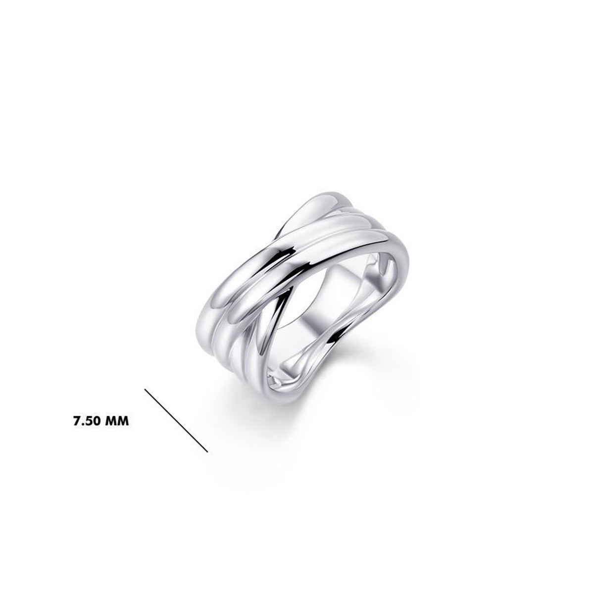 Gisser Silver Maxi Crossover Bold Bands Ring