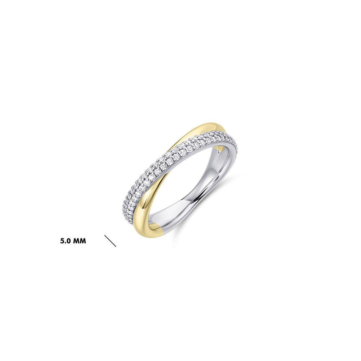 Gisser Two Tone Crossing Bold Band Pave Ring