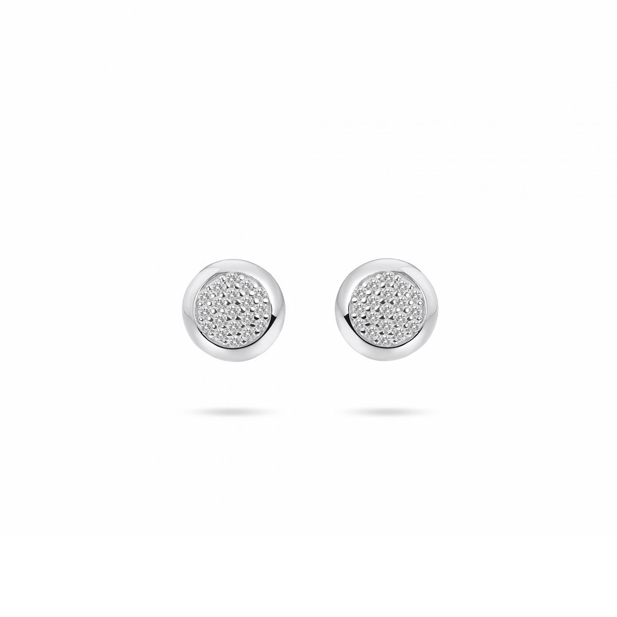 Gisser Silver Bold Pave 8mm Stud Earrings