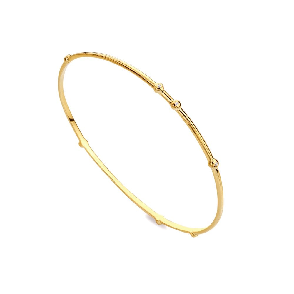 Hot Diamonds Gold Plated Organic White Topaz Bangle