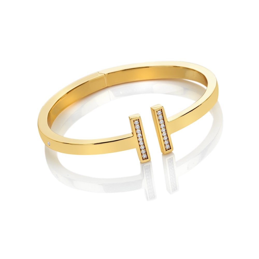 Hot Diamonds Gold Plated T-Bar Bangle