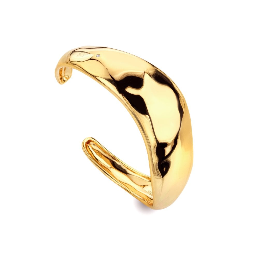 Hot Diamonds Organic Yellow Gold Plated Wave Cuff Bangle