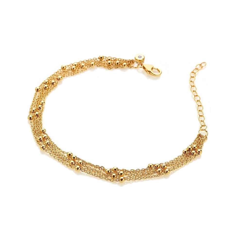 Hot Diamoonds Gold Plated Multi Strand Bead Bracelet