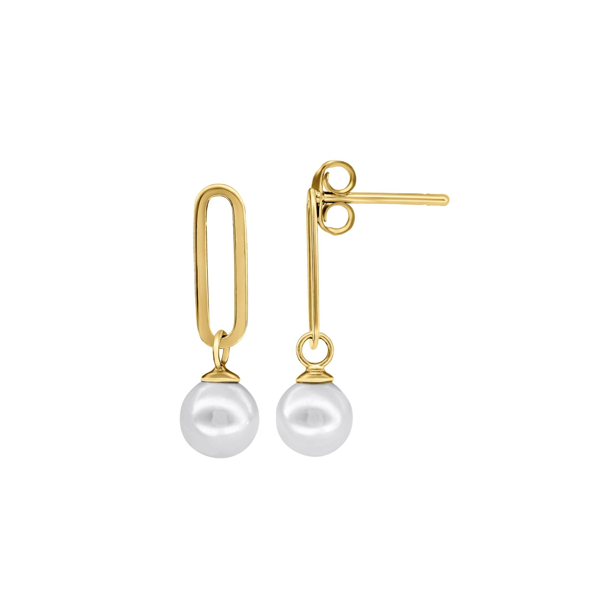 Dew Shell Pearl Gold Plate Drop Earrings