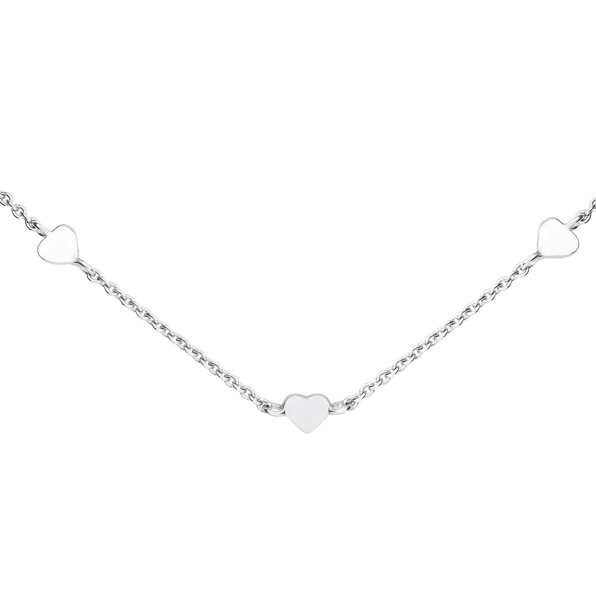 Dew Silver Heart Station Necklace