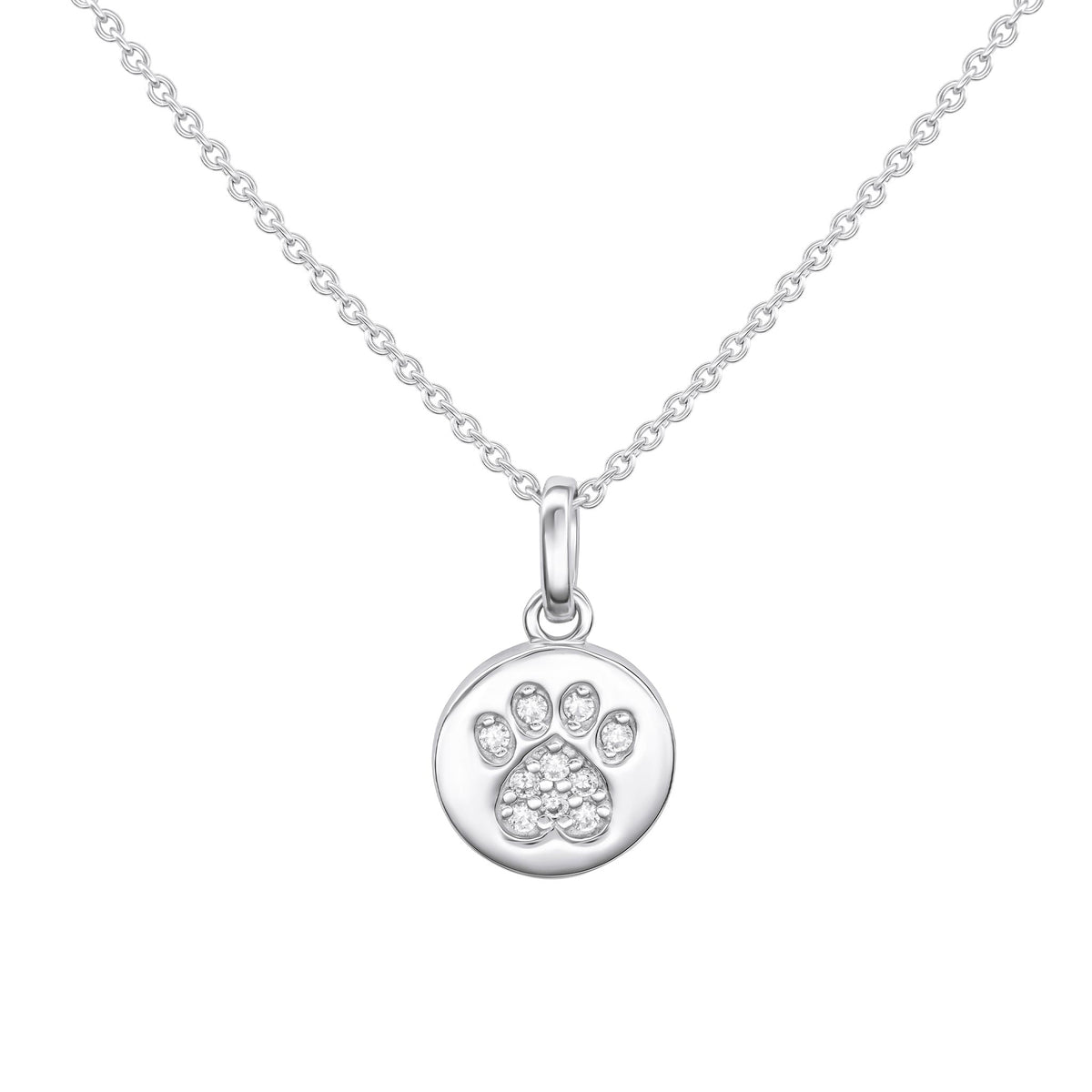 Dew CZ Paw Print Disc Pendant