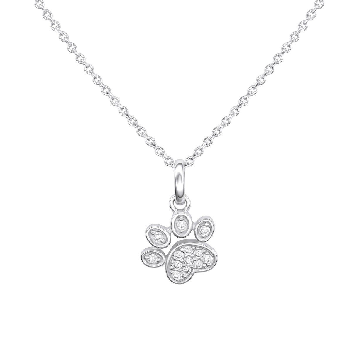 Dew Siver CZ Paw Print Pendant