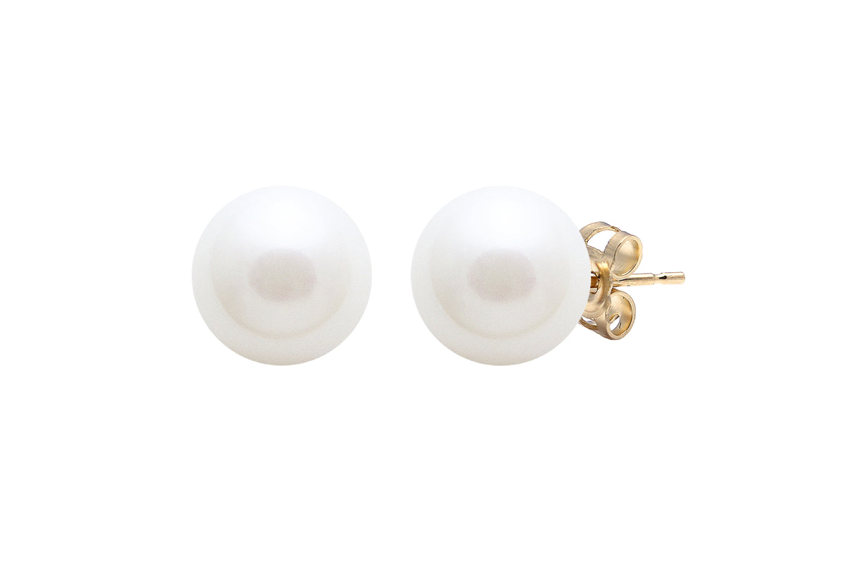 9ct Gold Freshwater Pearl 9mm Stud Earrings